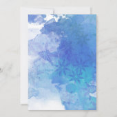 お祝い ゴールド枠 アブストラクト ブルー スプラッシュ 招待状 (裏面)