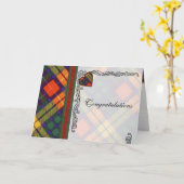 お祝い-タータンチェックのBuchananのスコットランドのブランク カード (黄色い花)