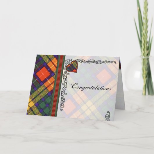 お祝い-タータンチェックのBuchananのスコットランドのブランク カード (正面)
