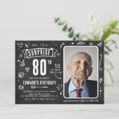 お祝い チョークボード 落書き 写真 サプライズ 80歳の誕生日 招待状 (スタンド正面)