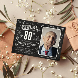 お祝い チョークボード 落書き 写真 サプライズ 80歳の誕生日 招待状