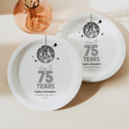 お祝い ディスコで乾杯 75周年 記念日 ウェディング アニバーサリーパーティー ペーパープレート