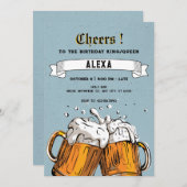 お祝い ビール マグ レトロ 招待状 (正面/裏面)