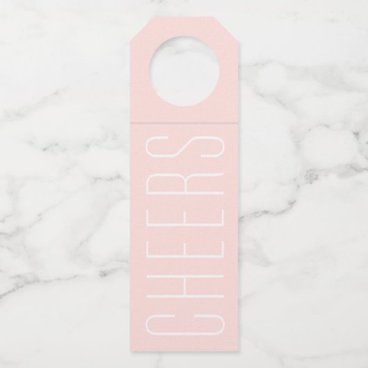 お祝い ピンク モダン デスティネーション ウェディング ボトルネックタグ (正面)