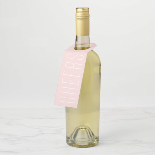 お祝い ピンク モダン デスティネーション ウェディング ボトルネックタグ (アングル)