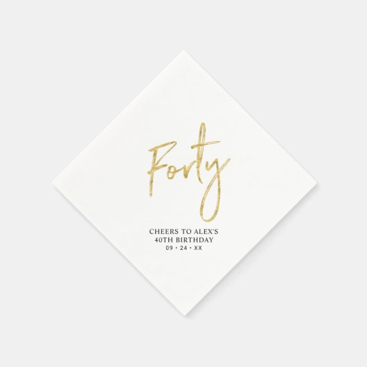 お祝い フォーティー | 現代の大人の40歳の誕生日パーティー ナ スタンダードカクテルナプキン (角)