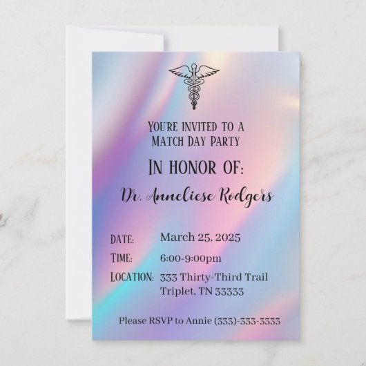 お祝い！マッチデー2025 居住医師 招待状 (正面)