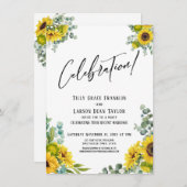 お祝い！ユーカリとひまわりのパーティー受付 招待状 (正面/裏面)