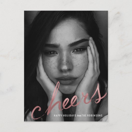 お祝い ローズゴールド ホリデー シーズンポストカード (正面)