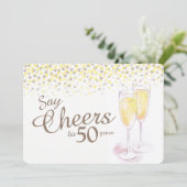 お祝い ワインボトルとグラス 50周年記念 招待状 (スタンド正面)