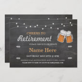 お祝い！定年パーティーのチョークビール招待状 招待状 (正面/裏面)