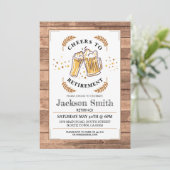 お祝い！定年パーティーの木製ビール招待状 招待状 (スタンド正面)