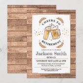 お祝い！定年パーティーの木製ビール招待状 招待状 (正面/裏面)