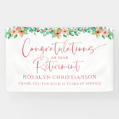 お祝い 定年 お花トロピカル スクリプト おめでとうございます 横断幕 (横)