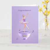 お祝い、性能、オルゴールのバレリーナ カード (黄色い花)