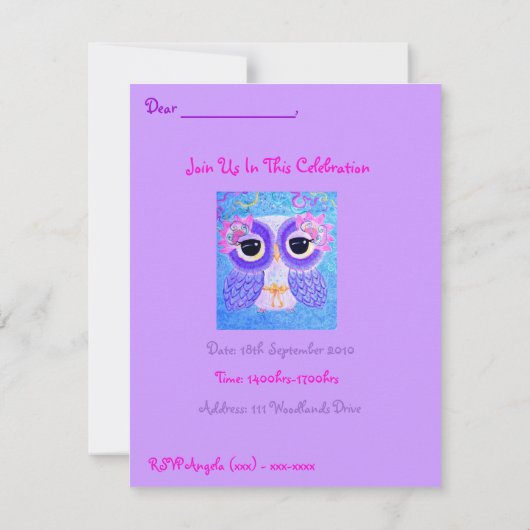 お祝い 招待状 (裏面)