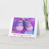 お祝い! 挨拶状のピンクのベビー靴 カード (裏面)
