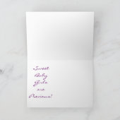 お祝い! 挨拶状のピンクのベビー靴 カード (内部)