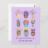 お祝い 新居 おしゃれな鉢植えの花 ポストカード (正面/裏面)