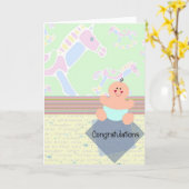 お祝い、新生児 カード (黄色い花)