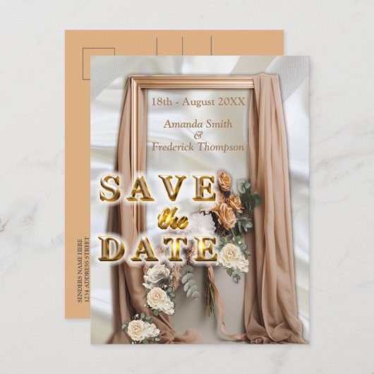 お祝い(白い花絹のまわりに) 案内ポストカード (正面/裏面)