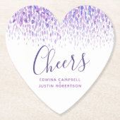 お祝い 紫 現代アート 水彩の点 ペーパーコースター (正面)