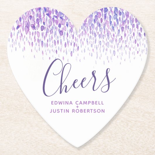 お祝い 紫 現代アート 水彩の点 ペーパーコースター (正面)
