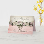 お祝い-結婚式か結婚-ヴィンテージかピンク カード (黄色い花)