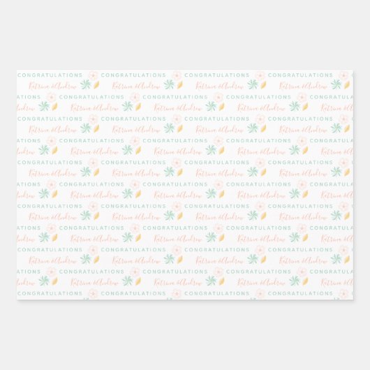 お祝い 花柄 ラッピングペーパー シート (正面3)