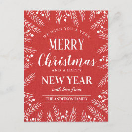 お祝い 赤いクリスマス ハッピー ニュー イヤー シーズンポストカード