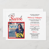 お祝い/赤をピンで止めるナースの写真の卒業 招待状 (正面/裏面)