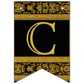 お祝い – 黒と金ゴールド バンティングフラッグ (第1の旗)