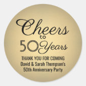 お祝い 黒と金色の偽の箔 ラウンドシール (正面)