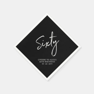 お祝い Sixty   現代的な大人の60歳誕生日パーティー スタンダードカクテルナプキン