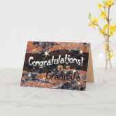 お祝いB.S. Graduate Orangeおよび黒 カード (黄色い花)