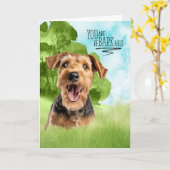 お祝いreBARKable Airedale Terrier Dog カード (黄色い花)