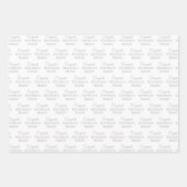 お祝パーソナライズされたい名、シルバーオンホワイト ラッピングペーパーシート (正面3)