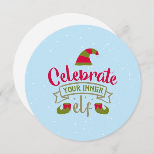 お祝内小妖精や小人クリスマスカード シーズンカード (正面/裏面)