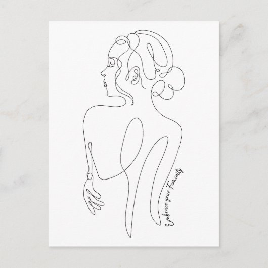 お祝前の女性 – 女性らしさを受け入れる ポストカード (正面)