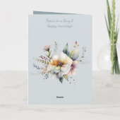 お祝結婚いカップルフローラブルー カード (裏面)