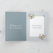 お祝結婚いカップルフローラブルー カード (内部)