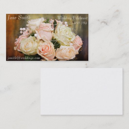 お祝結婚いヴィンテージスタイリッシュフローラ束 名刺 (正面/裏面)