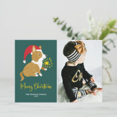 お祭りのかわいいサンタ・コルギメリークリスマスフォト シーズンカード (スタンド正面)