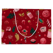 お祭りイチゴのクリスマスお菓子パターン ラージペーパーバッグ (裏面)