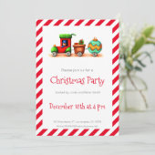 お祭りイラストのクリスマストレイン ホリデーパーティー 招待状 (スタンド正面)