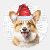 お祭りウェルシュコーギー犬のクリスマス ラウンドシール (正面)