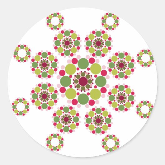 お祭りカラフルドット クリスマススター おしゃれなホリデー ラウンドシール (正面)