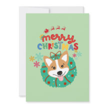 お祭りカラーのメリークリスマスハスキー犬