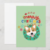 お祭りカラーのメリークリスマスハスキー犬 シーズンカード (正面/裏面)