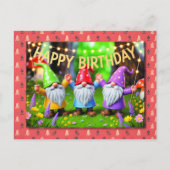 お祭りガーデンノームの誕生日パーティー ポストカード (正面)